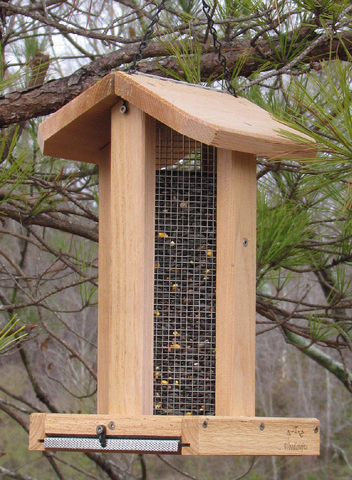 #4 Tall Hanging Corner Sunflower/Peanut Bird Feeder-cedar-bird-feeder-USA
