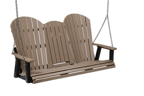 Berlin Gardens Poly Outdoor Three Seat Swing with fold down console and cup holders